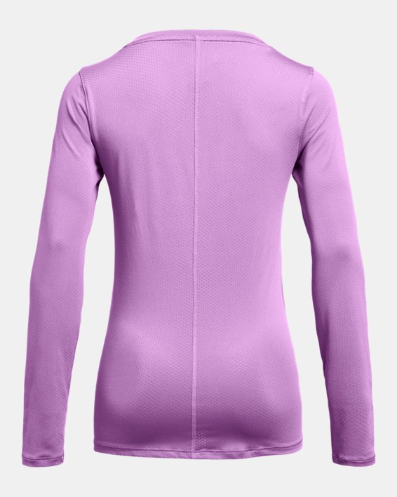 女士HeatGear® Armour長袖T恤 in Purple image number 4